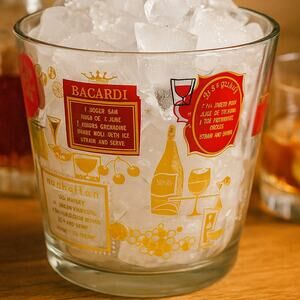 Vintage Jeannette Cocktail Ice Bucket 6” Barware Red & Gold Mid-Century Style